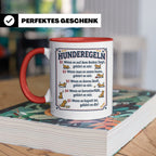 Hunderegeln Tasse mit lustigem Spruch für Hundebesitzer, Her – Rot [farbe:rot]