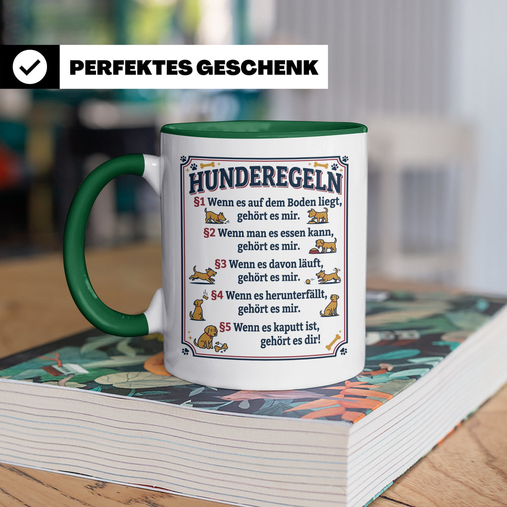 Hunderegeln Tasse mit lustigem Spruch für Hundebesitzer, Her – Grün [farbe:grün]