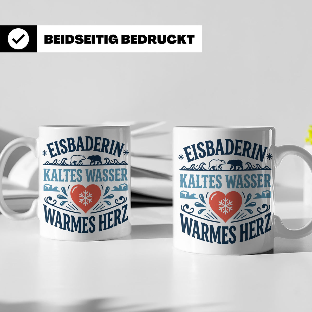 Eisbaderin Tasse mit Spruch Kaltes Wasser Warmes Herz | Gesc – Weiß [farbe:weiß]
