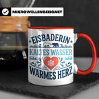 Eisbaderin Tasse mit Spruch Kaltes Wasser Warmes Herz | Gesc – Rot [farbe:rot]