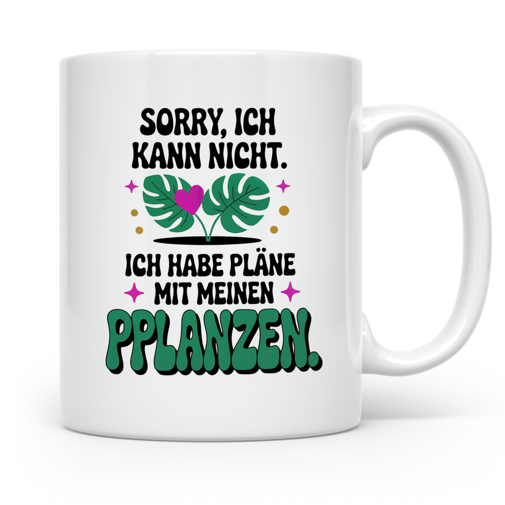 Pflanzen Tasse - Sorry, ich kann nicht, Pläne mit Pflanzen,  – Weiß [farbe:weiß]