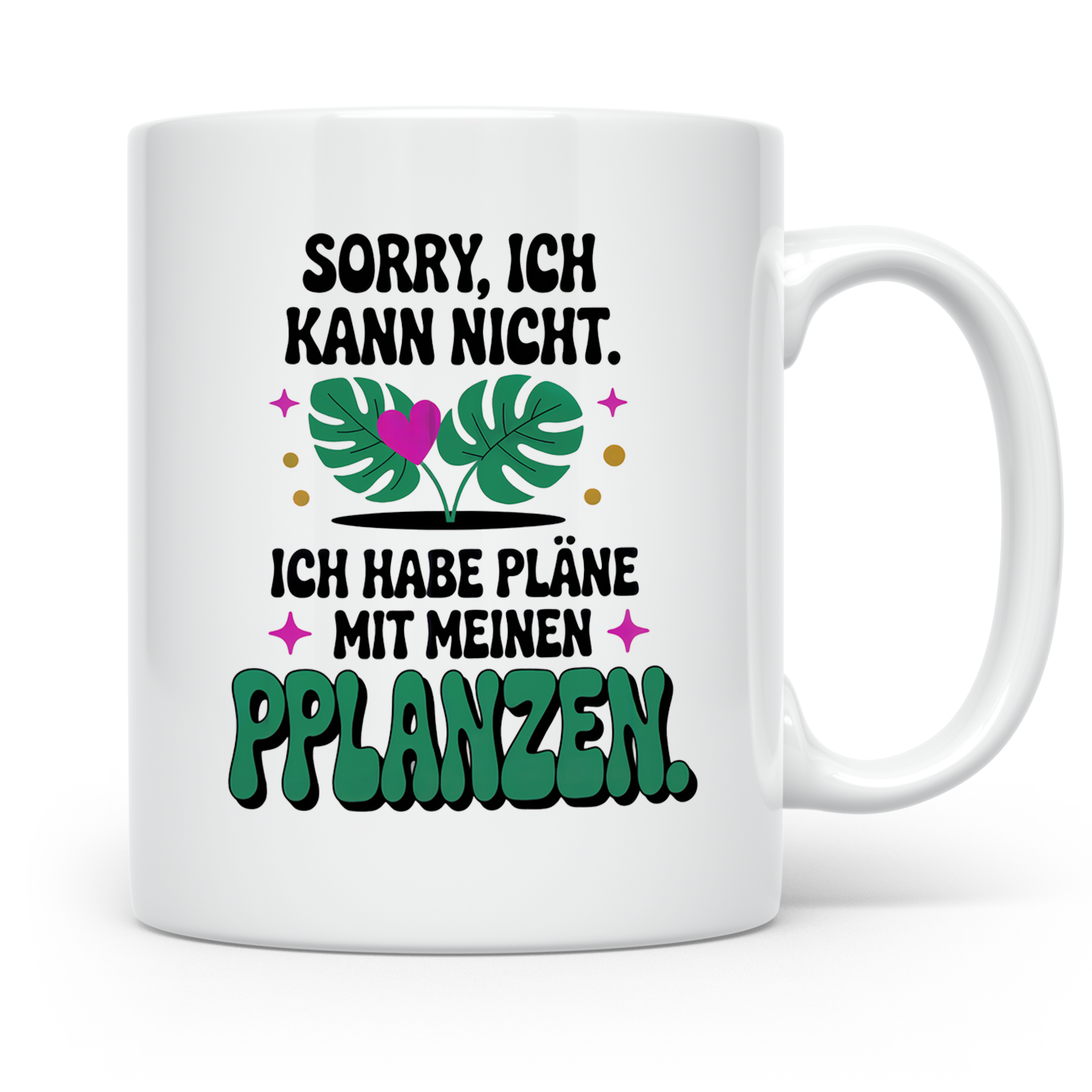 Pflanzen Tasse - Sorry, ich kann nicht, Pläne mit Pflanzen,  – Weiß [farbe:weiß]