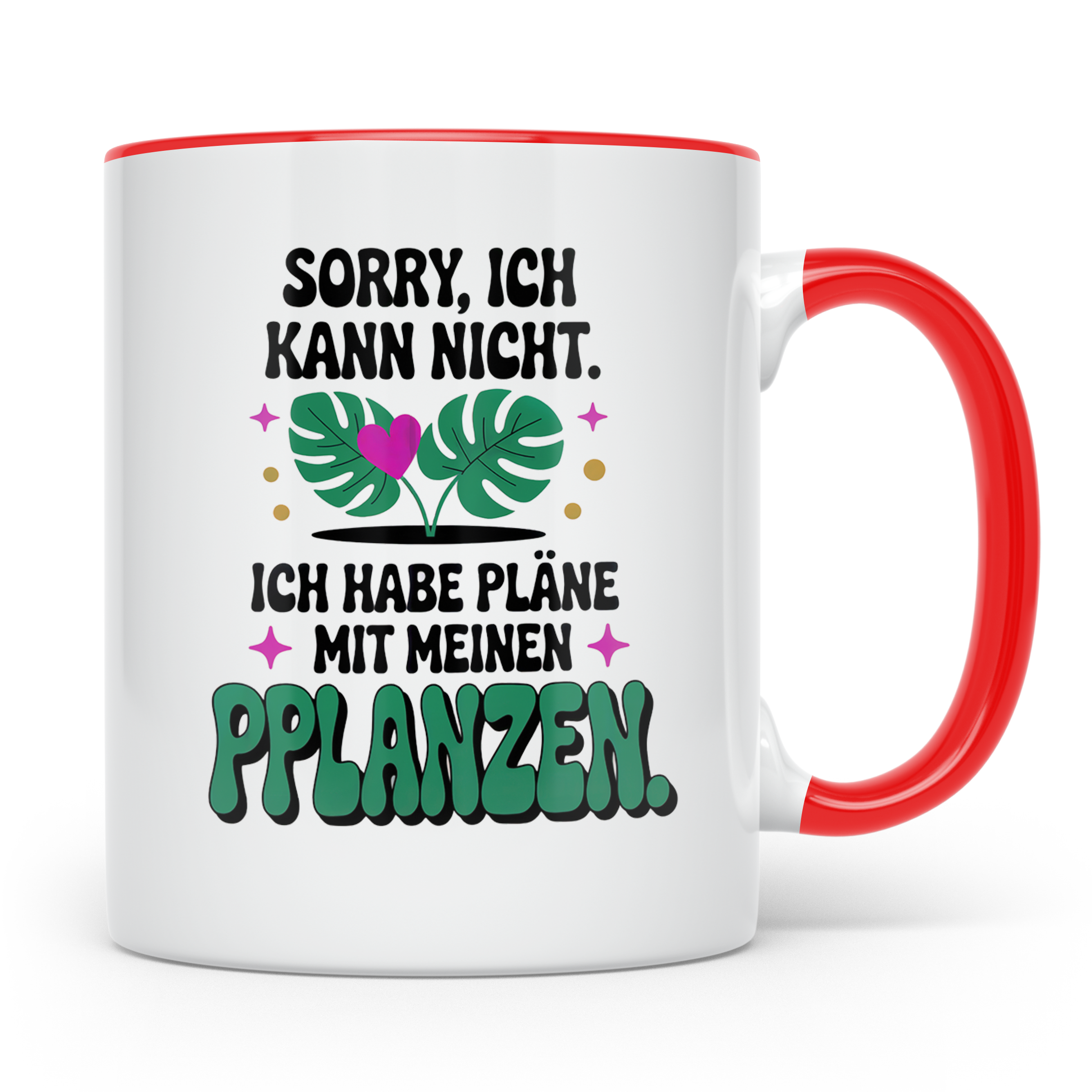Pflanzen Tasse - Sorry, ich kann nicht, Pläne mit Pflanzen,  – Rot [farbe:rot]