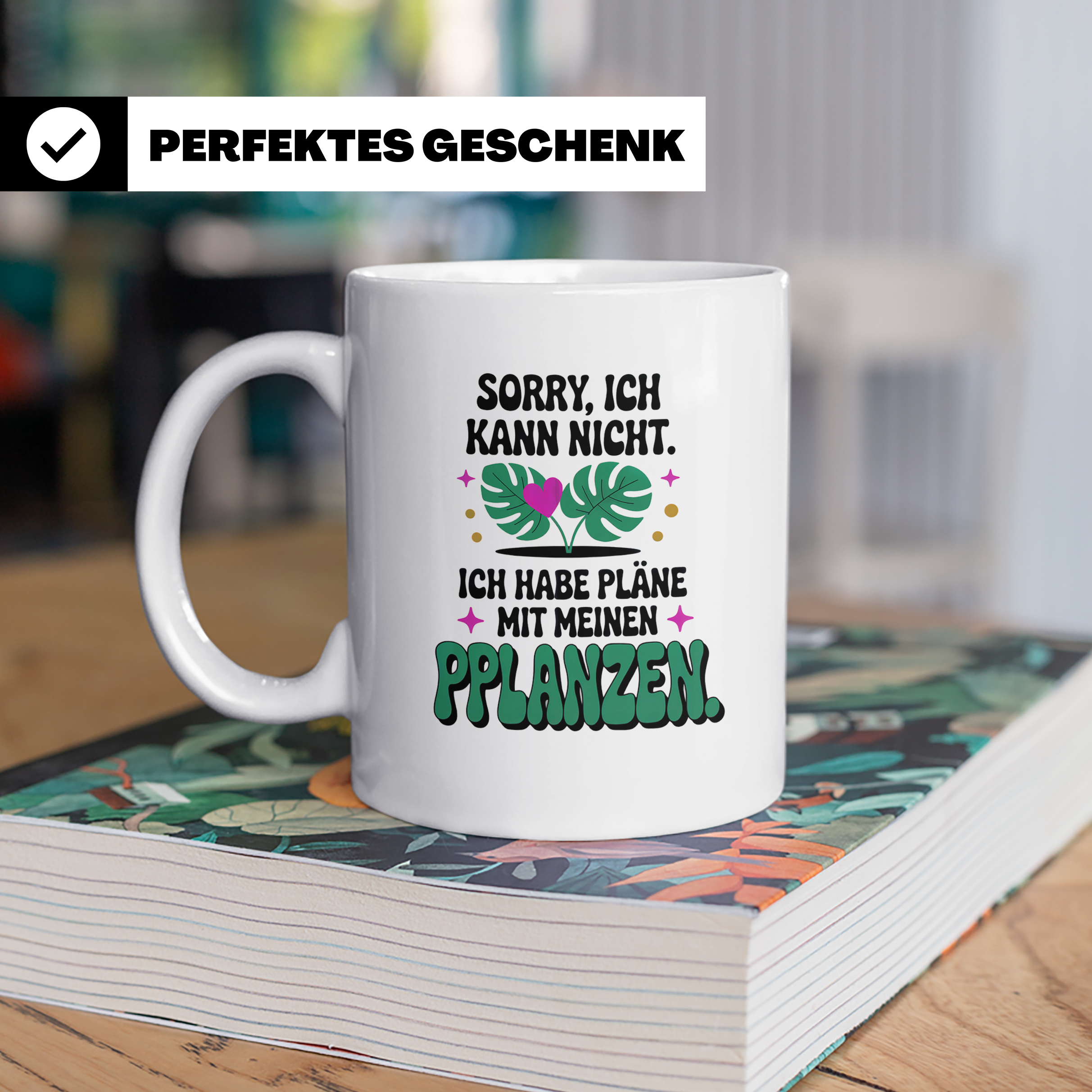 Pflanzen Tasse - Sorry, ich kann nicht, Pläne mit Pflanzen,  – Weiß [farbe:weiß]