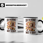 Barista Tasse mit Spruch Der Tag beginnt mit 9 Bar | Espress – Schwarz [farbe:schwarz]