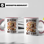 Barista Tasse mit Spruch Der Tag beginnt mit 9 Bar | Espress – Rosa [farbe:rosa]