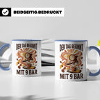 Barista Tasse mit Spruch Der Tag beginnt mit 9 Bar | Espress – Blau [farbe:blau]