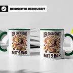 Barista Tasse mit Spruch Der Tag beginnt mit 9 Bar | Espress – Grün [farbe:grün]
