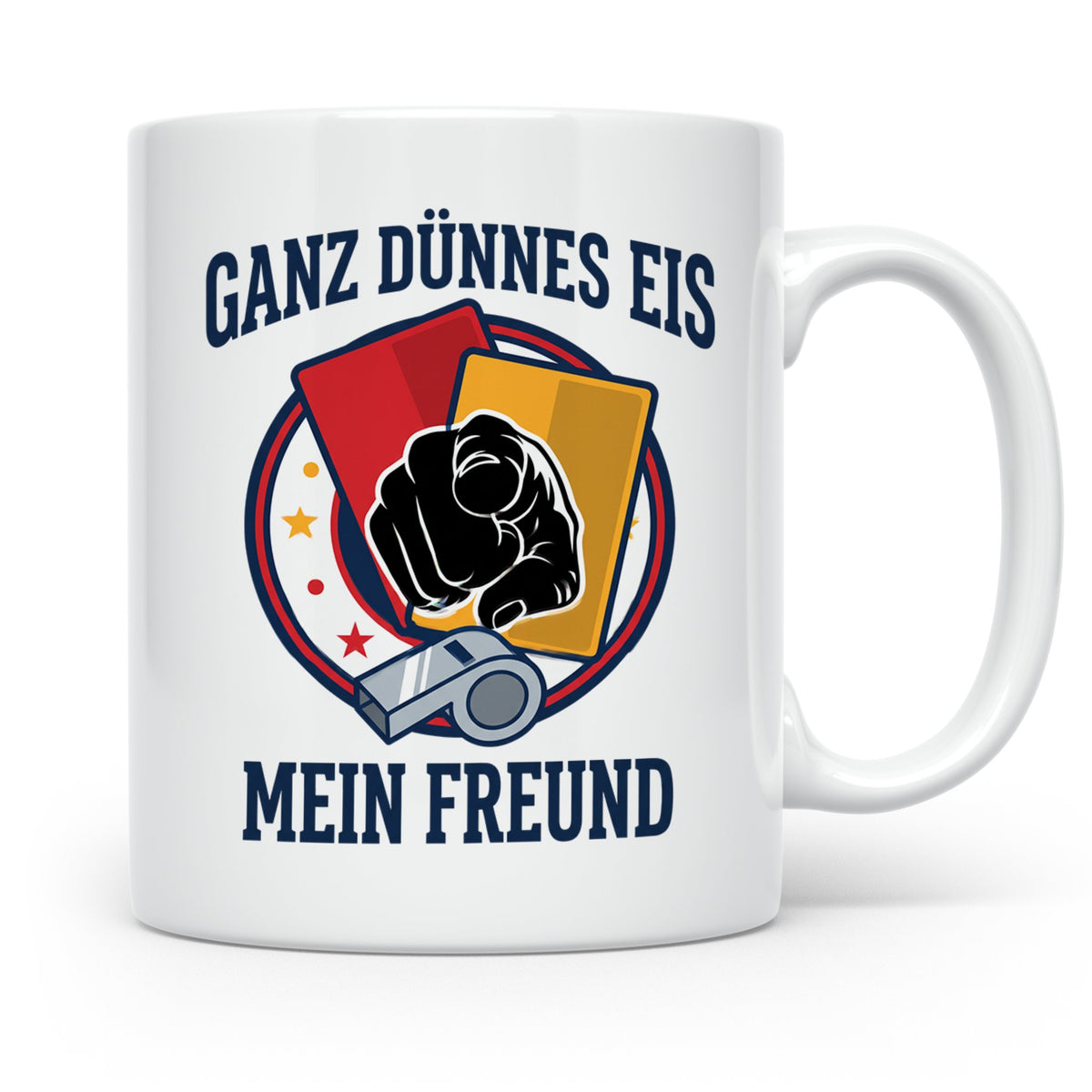 Schiedsrichter Tasse mit Spruch Ganz dünnes Eis mein Freund  – Weiß [farbe:weiß]