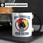 Schiedsrichter Tasse mit Spruch Ganz dünnes Eis mein Freund  – Schwarz [farbe:schwarz]