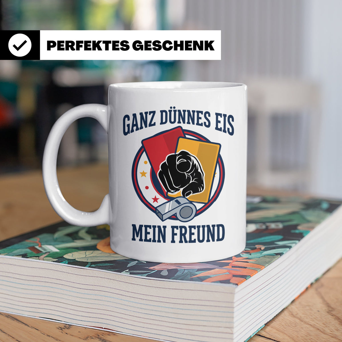 Schiedsrichter Tasse mit Spruch Ganz dünnes Eis mein Freund  – Weiß [farbe:weiß]