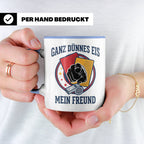Schiedsrichter Tasse mit Spruch Ganz dünnes Eis mein Freund  – Blau [farbe:blau]
