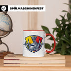 Schiedsrichter Tasse mit Herzschlag, Pfeife & Karten Motiv,  – Rot [farbe:rot]