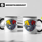Schiedsrichter Tasse mit Herzschlag, Pfeife & Karten Motiv,  – Schwarz [farbe:schwarz]