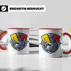 Schiedsrichter Tasse mit Herzschlag, Pfeife & Karten Motiv,  – Rot [farbe:rot]