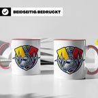 Schiedsrichter Tasse mit Herzschlag, Pfeife & Karten Motiv,  – Rosa [farbe:rosa]