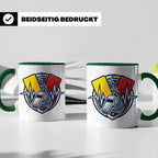 Schiedsrichter Tasse mit Herzschlag, Pfeife & Karten Motiv,  – Grün [farbe:grün]