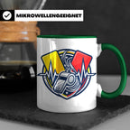 Schiedsrichter Tasse mit Herzschlag, Pfeife & Karten Motiv,  – Grün [farbe:grün]