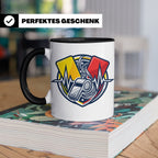 Schiedsrichter Tasse mit Herzschlag, Pfeife & Karten Motiv,  – Schwarz [farbe:schwarz]