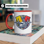 Schiedsrichter Tasse mit Herzschlag, Pfeife & Karten Motiv,  – Rot [farbe:rot]