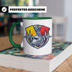 Schiedsrichter Tasse mit Herzschlag, Pfeife & Karten Motiv,  – Grün [farbe:grün]
