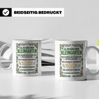 Kleingarten Tasse mit lustigem Spruch gegen Gartenzwerge | G – Weiß [farbe:weiß]