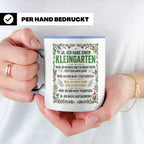 Kleingarten Tasse mit lustigem Spruch gegen Gartenzwerge | G – Blau [farbe:blau]