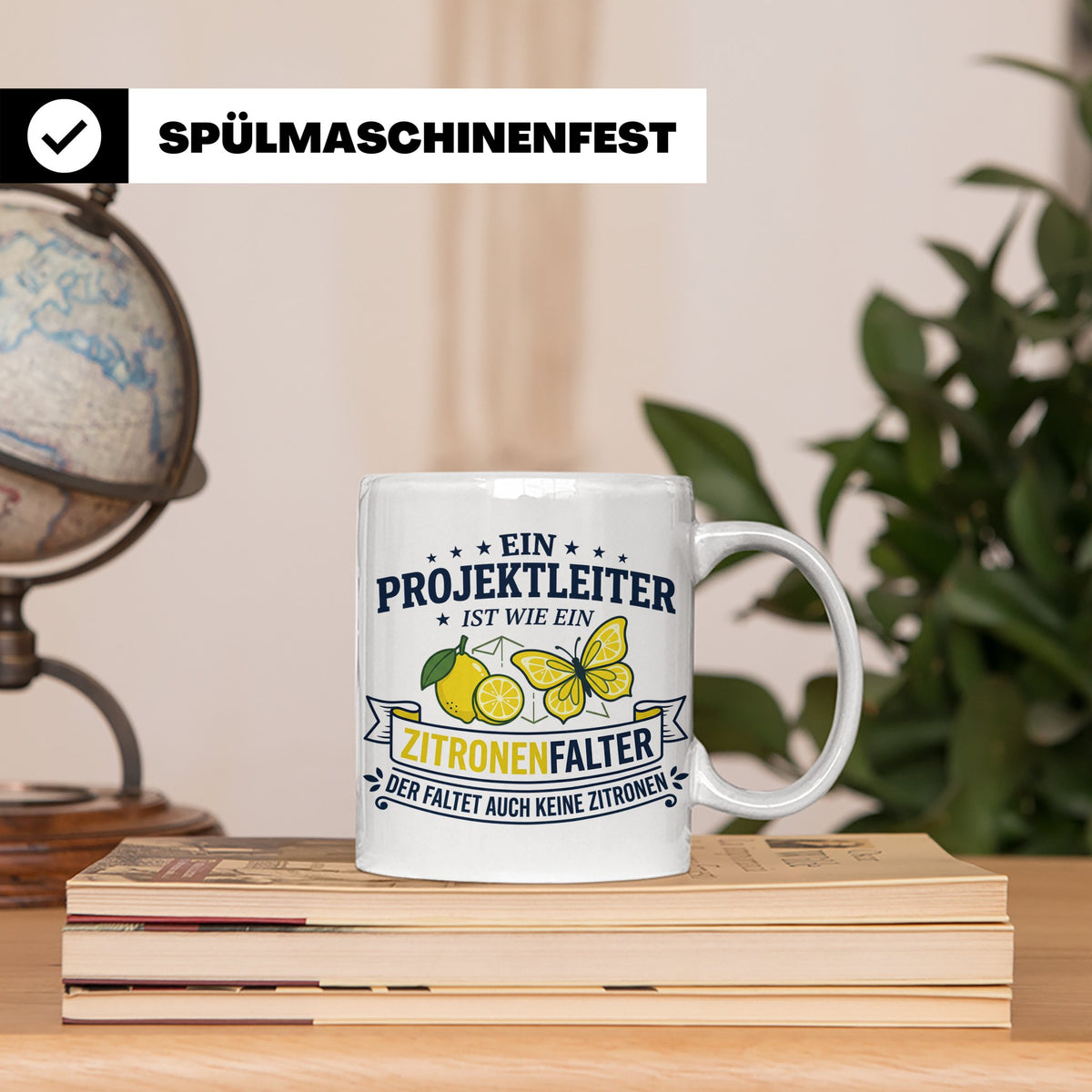 Projektleiter Tasse mit Spruch Zitronenfalter faltet keine Z – Weiß [farbe:weiß]