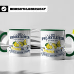 Projektleiter Tasse mit Spruch Zitronenfalter faltet keine Z – Grün [farbe:grün]