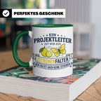 Projektleiter Tasse mit Spruch Zitronenfalter faltet keine Z – Grün [farbe:grün]