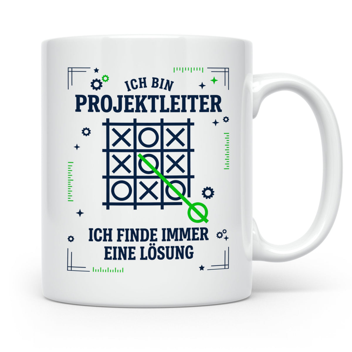 Projektleiter Tasse mit Spruch Ich finde eine Lösung lustige – Weiß [farbe:weiß]