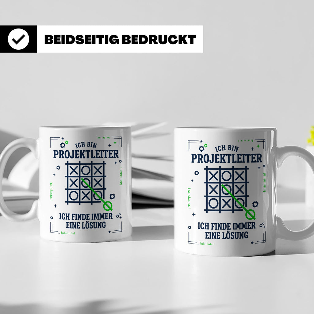 Projektleiter Tasse mit Spruch Ich finde eine Lösung lustige – Weiß [farbe:weiß]