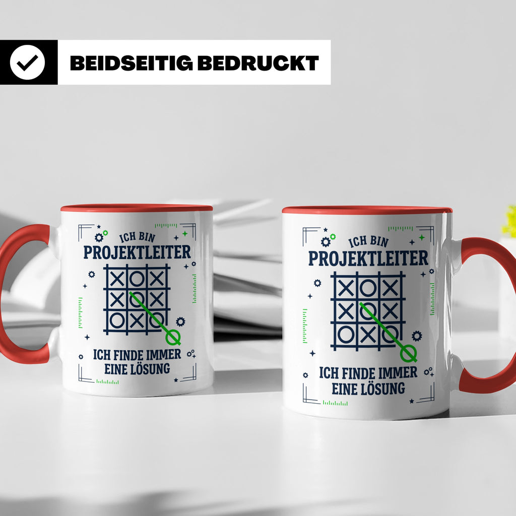 Projektleiter Tasse mit Spruch Ich finde eine Lösung lustige – Rot [farbe:rot]
