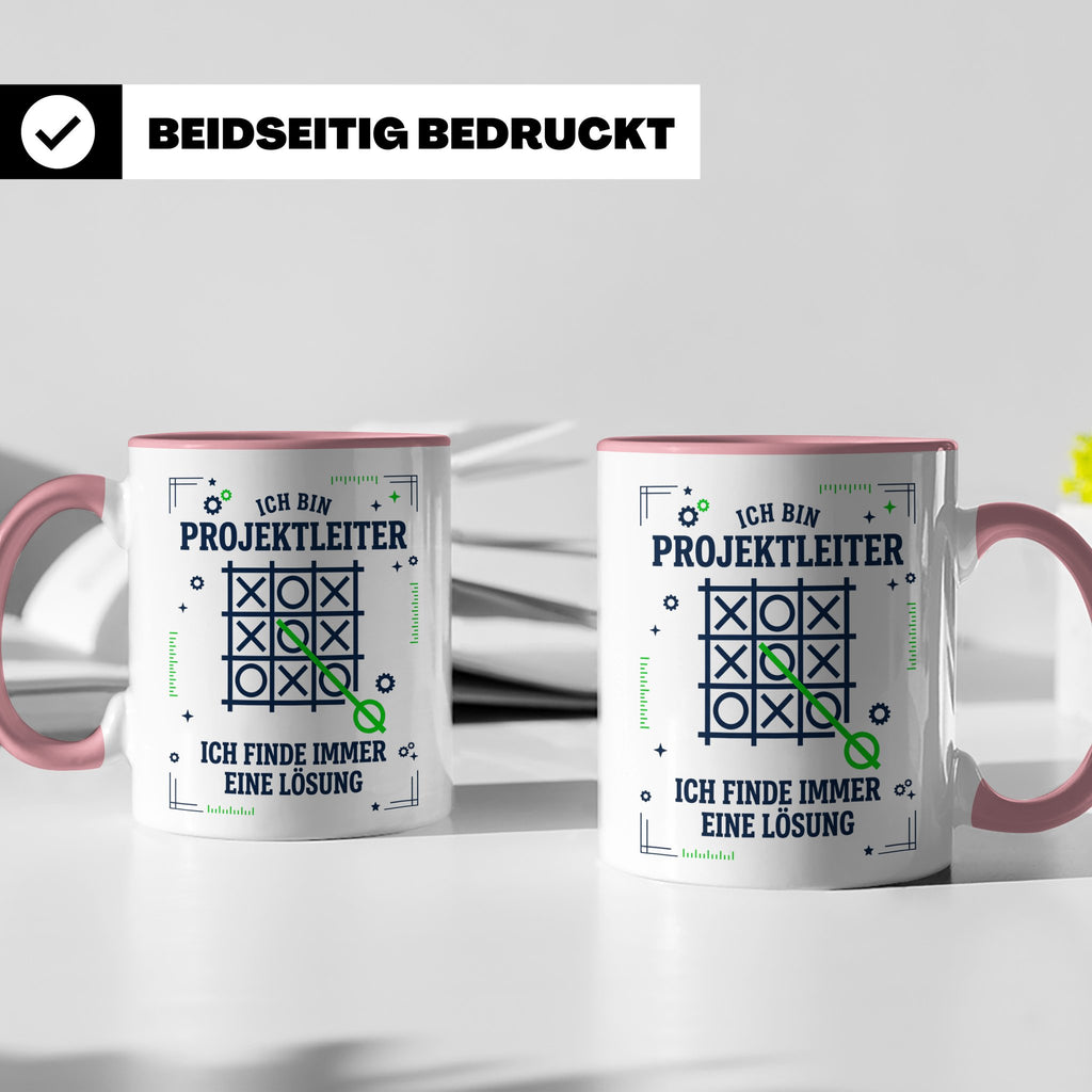 Projektleiter Tasse mit Spruch Ich finde eine Lösung lustige – Rosa [farbe:rosa]