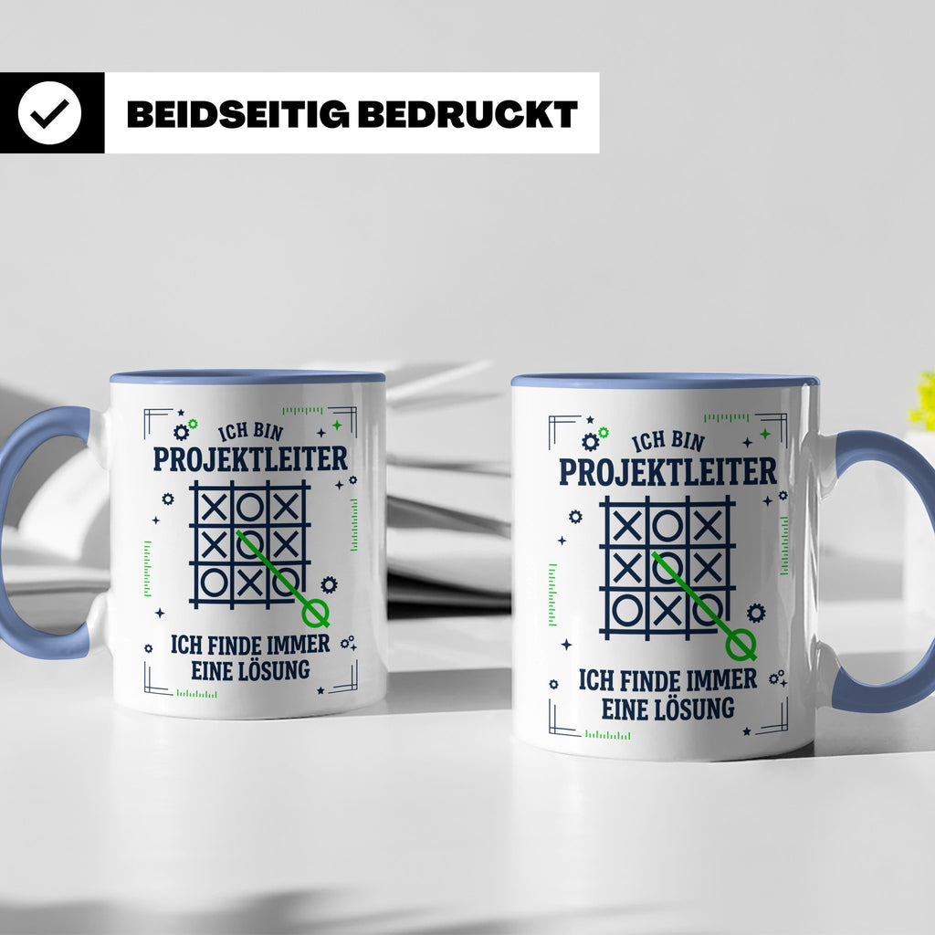 Projektleiter Tasse mit Spruch Ich finde eine Lösung lustige – Blau [farbe:blau]