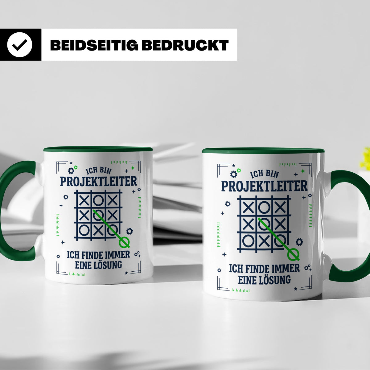 Projektleiter Tasse mit Spruch Ich finde eine Lösung lustige – Grün [farbe:grün]