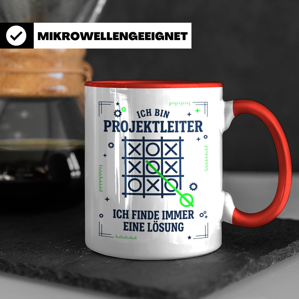 Projektleiter Tasse mit Spruch Ich finde eine Lösung lustige – Rot [farbe:rot]