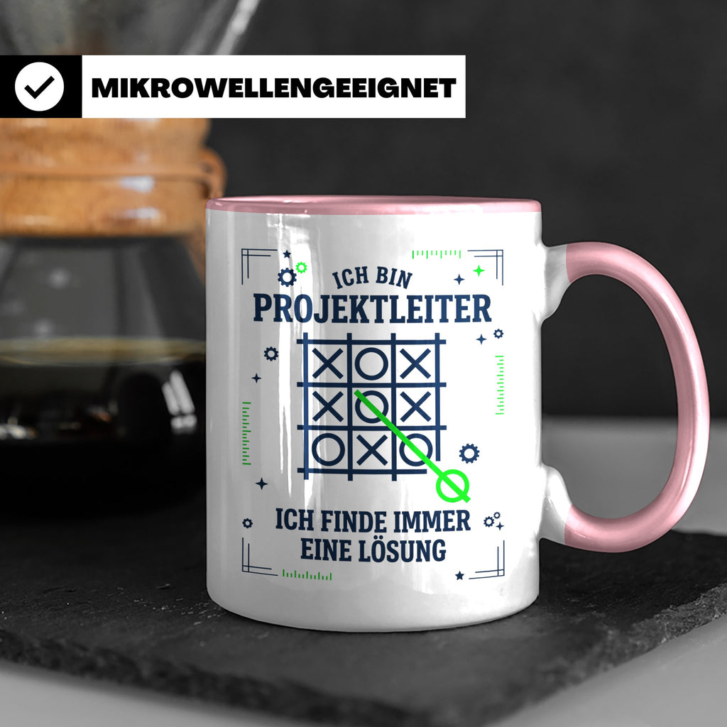Projektleiter Tasse mit Spruch Ich finde eine Lösung lustige – Rosa [farbe:rosa]