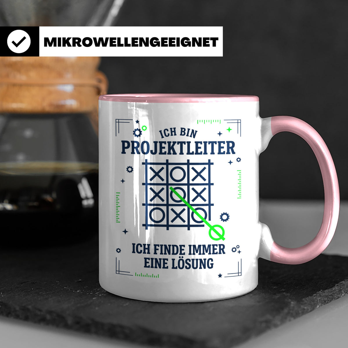 Projektleiter Tasse mit Spruch Ich finde eine Lösung lustige – Rosa [farbe:rosa]