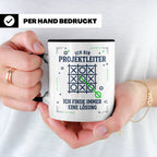 Projektleiter Tasse mit Spruch Ich finde eine Lösung lustige – Schwarz [farbe:schwarz]