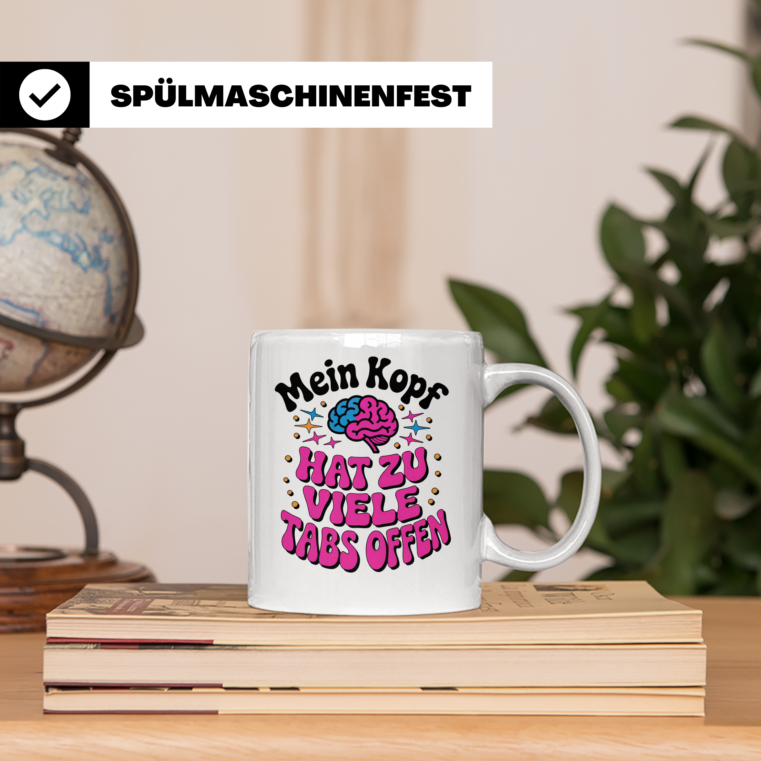 Mein Kopf Hat Zu Viele Tabs Offen Tasse - Gehirn Spruch Gesc – Weiß [farbe:weiß]