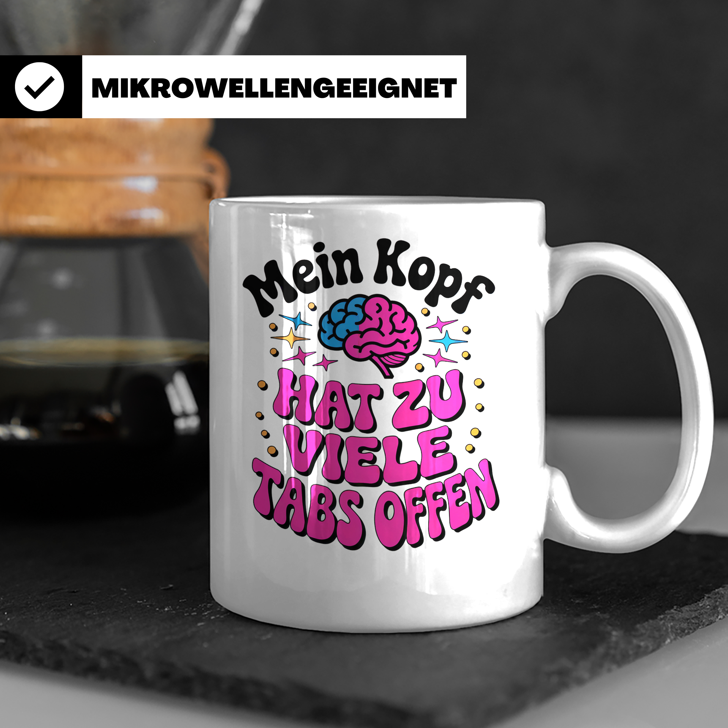 Mein Kopf Hat Zu Viele Tabs Offen Tasse - Gehirn Spruch Gesc – Weiß [farbe:weiß]