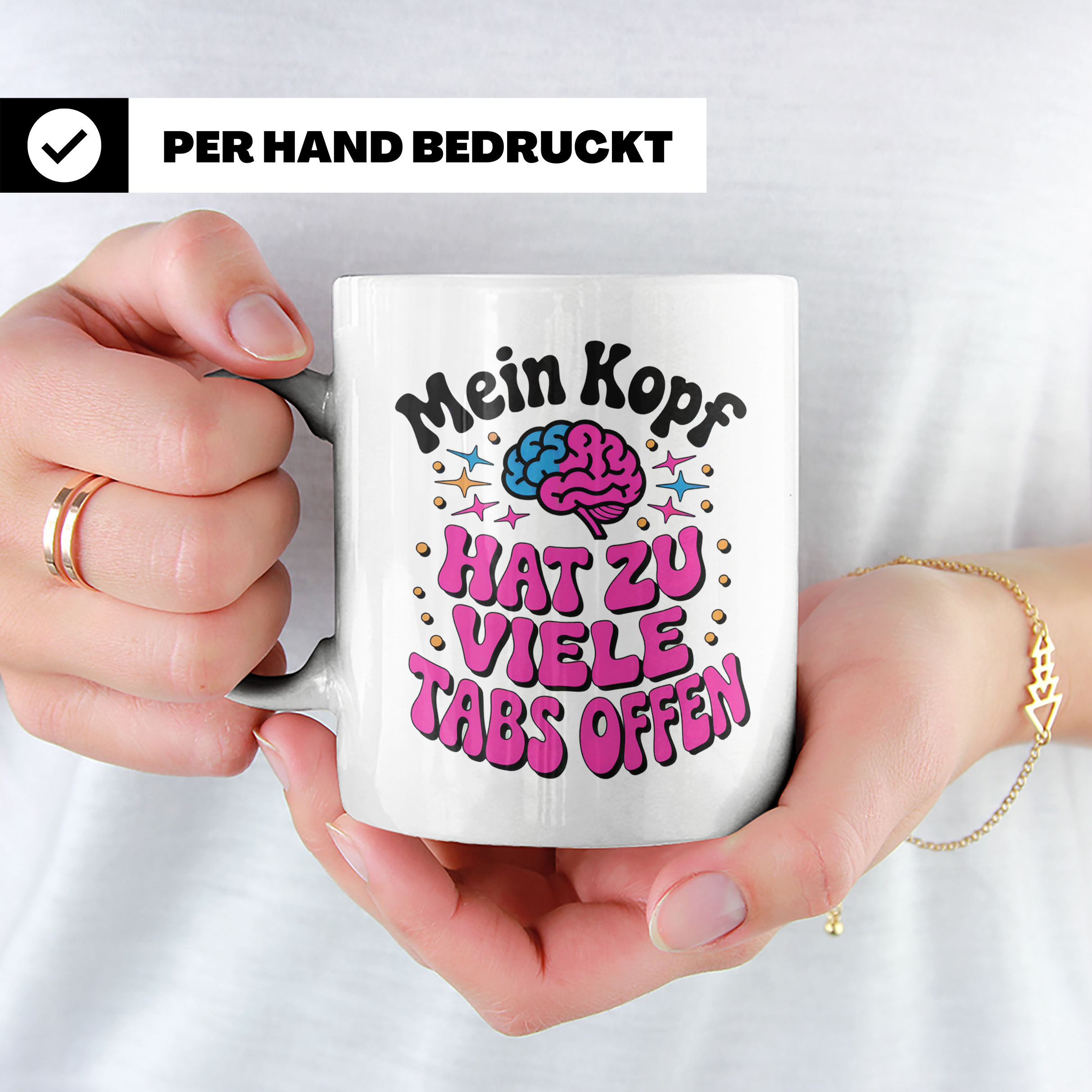 Mein Kopf Hat Zu Viele Tabs Offen Tasse - Gehirn Spruch Gesc – Weiß [farbe:weiß]