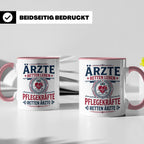 Pflegekraft Tasse mit Spruch Pflegekräfte retten Ärzte lusti – Rosa [farbe:rosa]