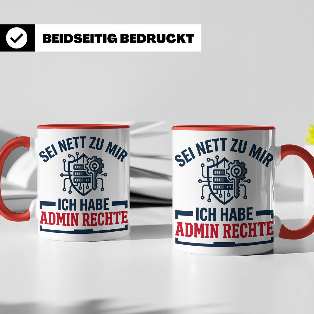 Admin Rechte Tasse lustig für IT Administrator & Nerd. Gesch – Rot [farbe:rot]