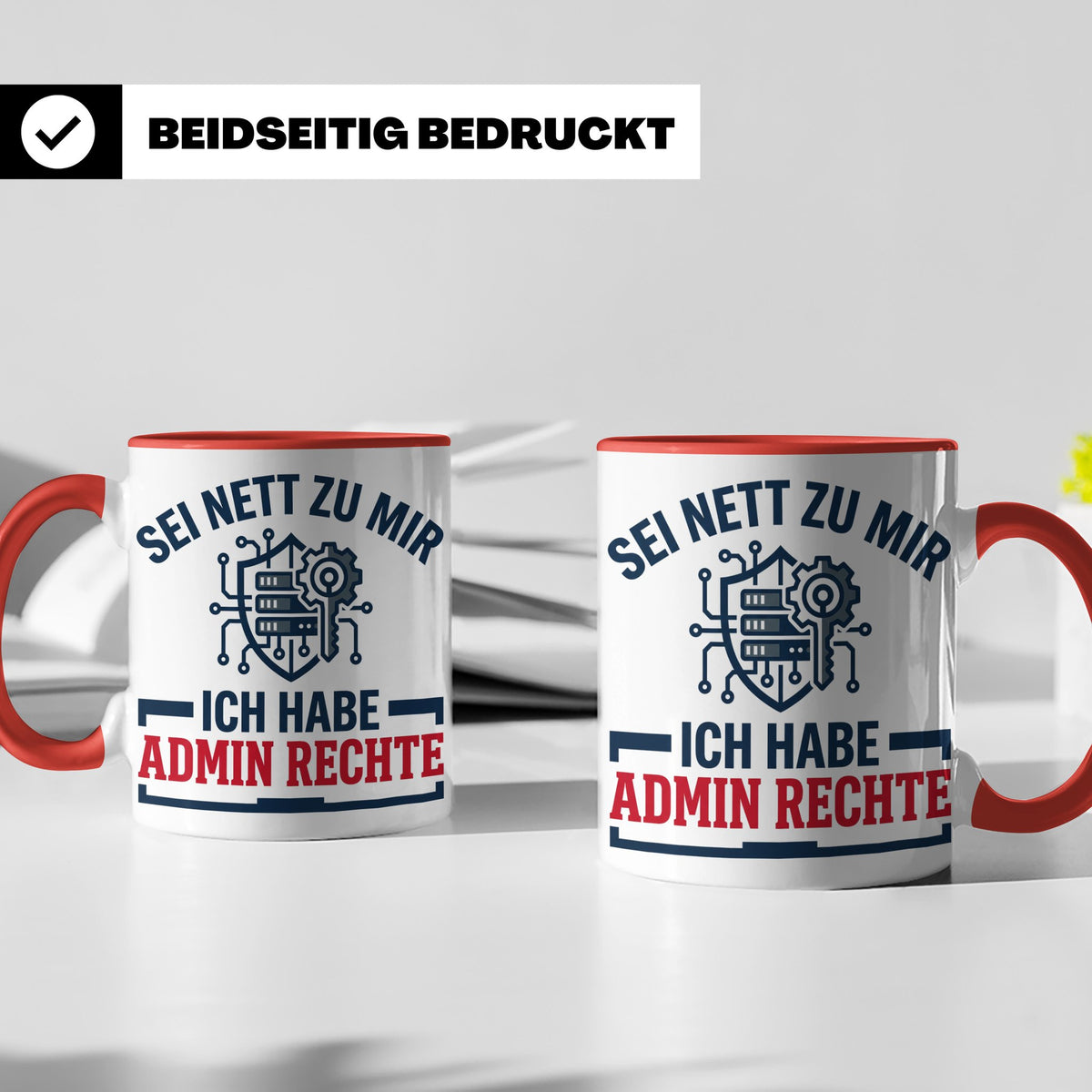 Admin Rechte Tasse lustig für IT Administrator & Nerd. Gesch – Rot [farbe:rot]