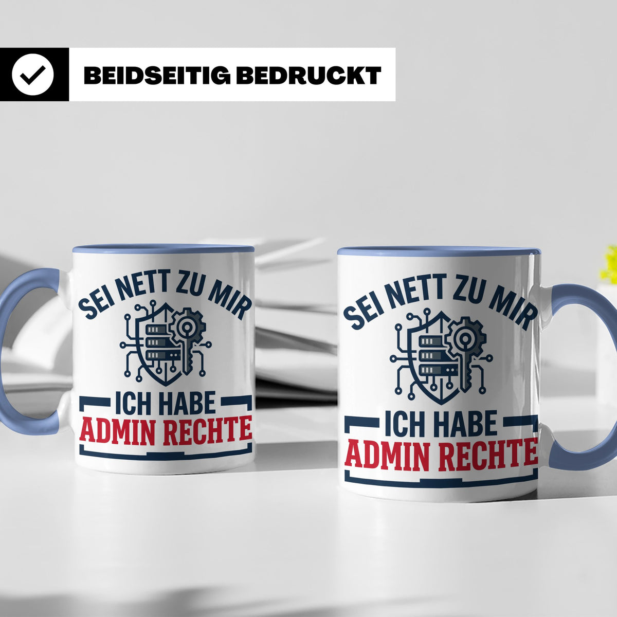 Admin Rechte Tasse lustig für IT Administrator & Nerd. Gesch – Blau [farbe:blau]