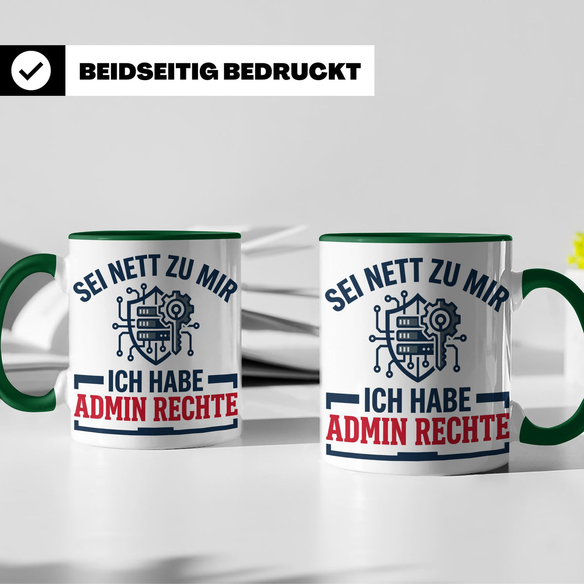 Admin Rechte Tasse lustig für IT Administrator & Nerd. Gesch – Grün [farbe:grün]