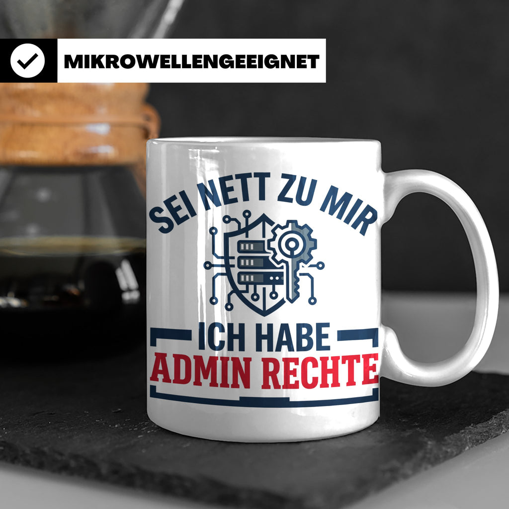 Admin Rechte Tasse lustig für IT Administrator & Nerd. Gesch – Weiß [farbe:weiß]