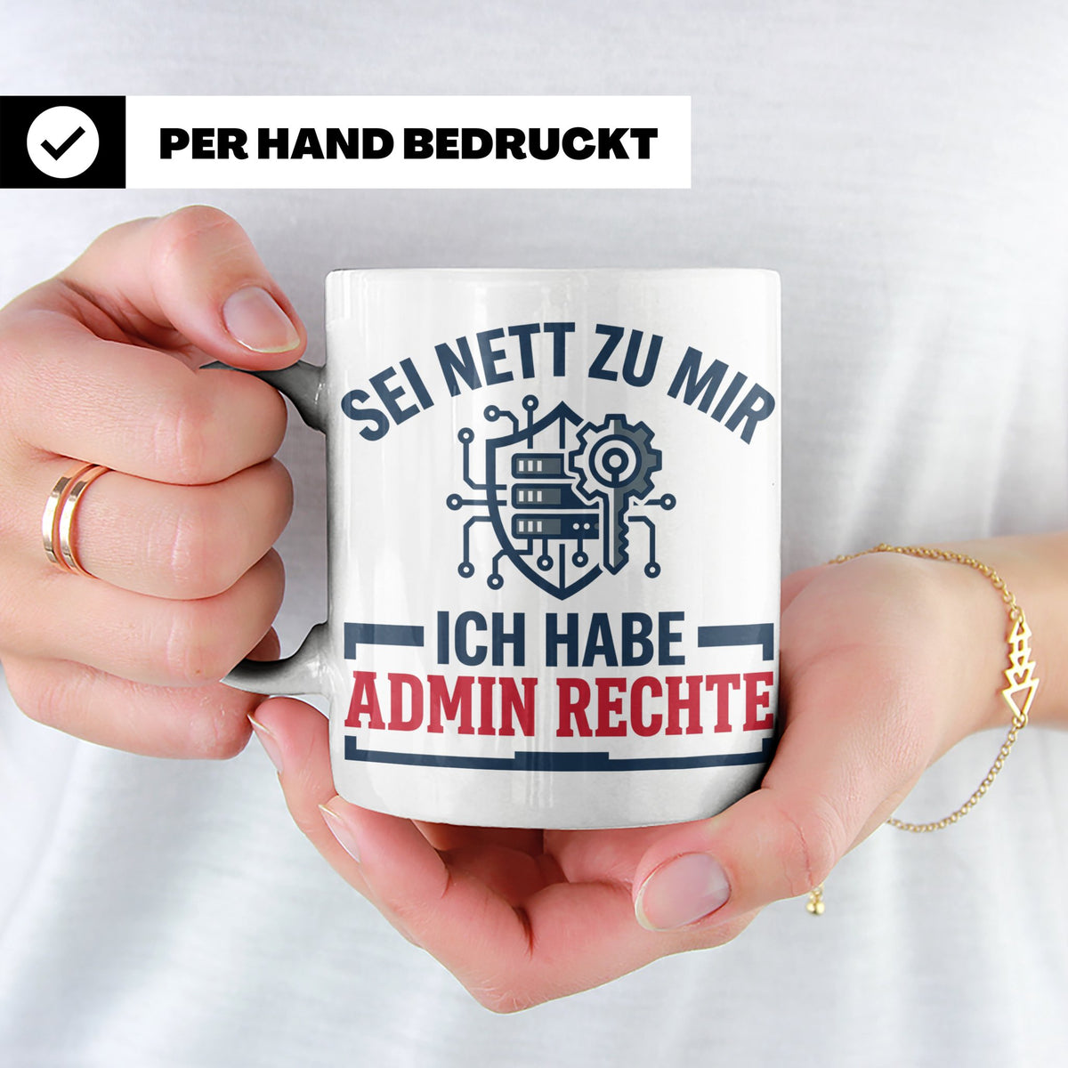 Admin Rechte Tasse lustig für IT Administrator & Nerd. Gesch – Weiß [farbe:weiß]